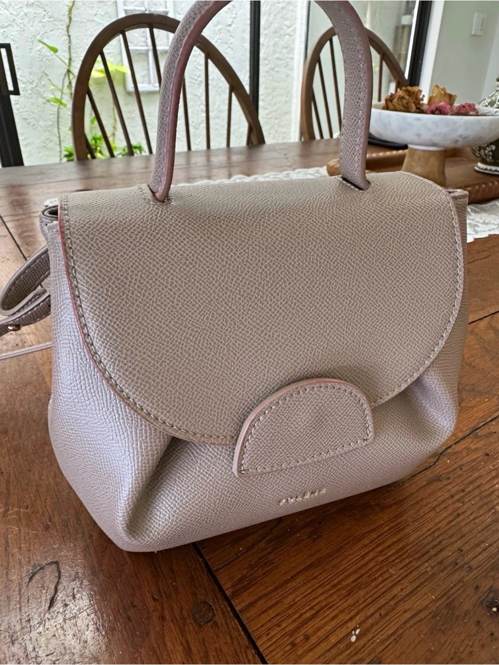 Polene Small Top-Handle Satchel in Dusty Mauve